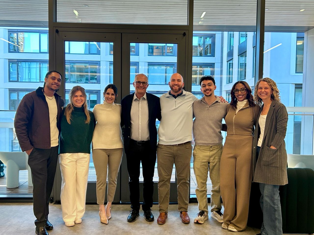 Joy with colleagues