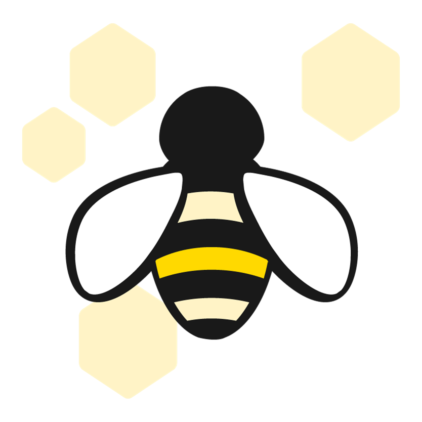 1. Central Bee Icon The main subject is a stylized bumblebee, viewed from above. It features a rounded black head and body with alternating stripes. Notably, only one stripe is a vibrant yellow, while the others are a pale cream color. This mirrors the "pop of yellow" accent seen in your previous images. The wings are simple, white, teardrop-shaped outlines with a thick black border. 2. Honeycomb Background Surrounding the bee are four pale yellow hexagons. These shapes represent a honeycomb, a universal symbol for a structured, harmonious, and hard-working community. Their varied sizes and placement create a sense of an expanding, interconnected network. 3. Visual Style & Theme Color Scheme: Consistent with the others, it uses black, white, and a signature bright yellow, though it introduces a softer cream/pale yellow for the background elements. Symbolism: The bee is one of nature’s most famous "community" symbols, representing the idea that individual effort contributes to a greater, collective hive. It’s an apt choice for a brand value focused on collaboration.