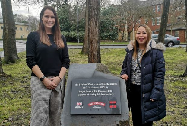 Venus (right) with Army Basing & Infrastructure Project Sponsor, Steph Francis (left) at the opening of the Soldier Centre at Alexander Barracks, Pirbright. MOD Crown Copyright.