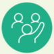 Illustration of 3 people, one waving