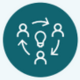Illustration of light bulb with people around it