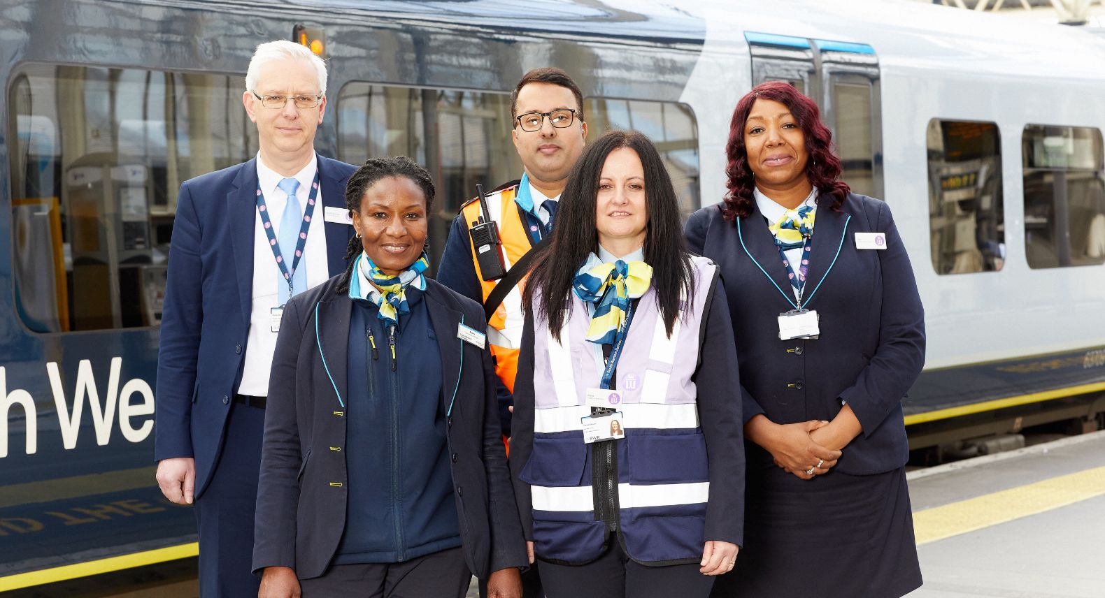 SWR colleagues on a platform. 