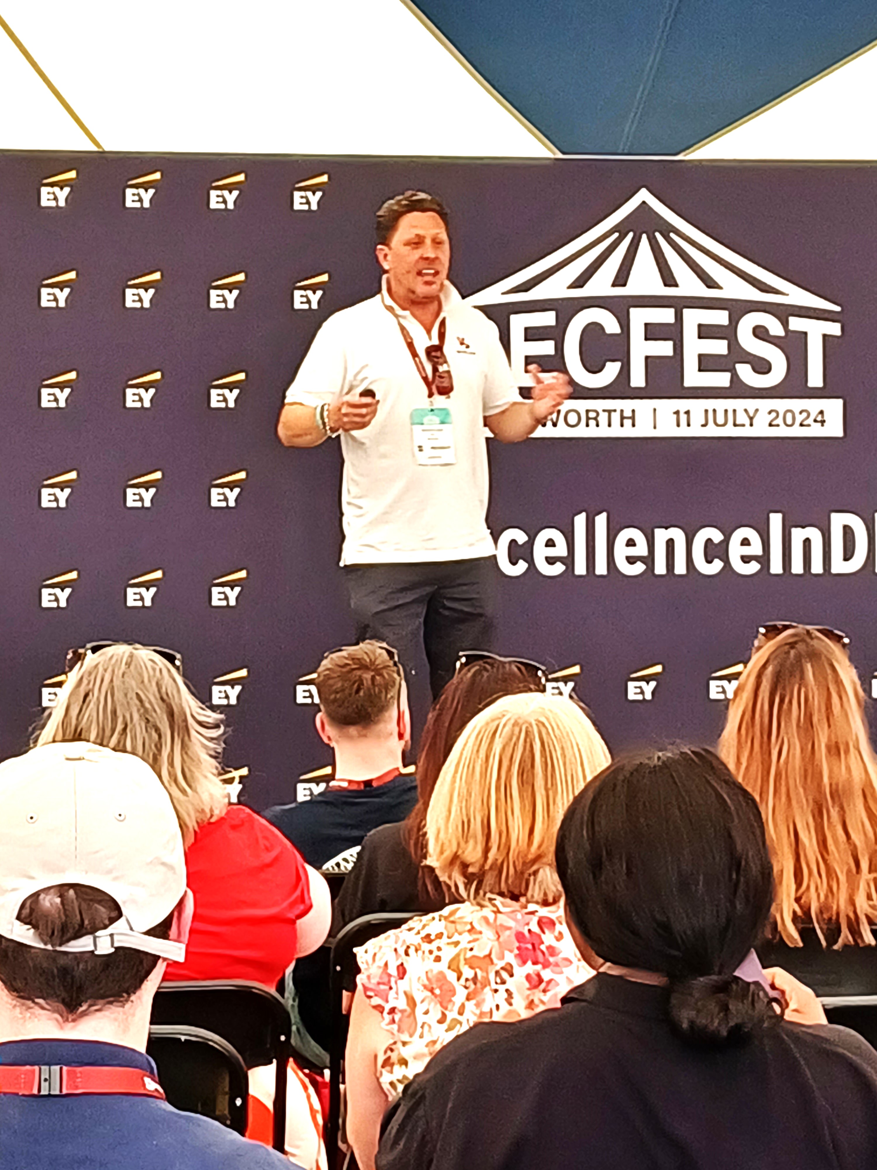 Morgan Lobb at the Excellence in DE&I stage