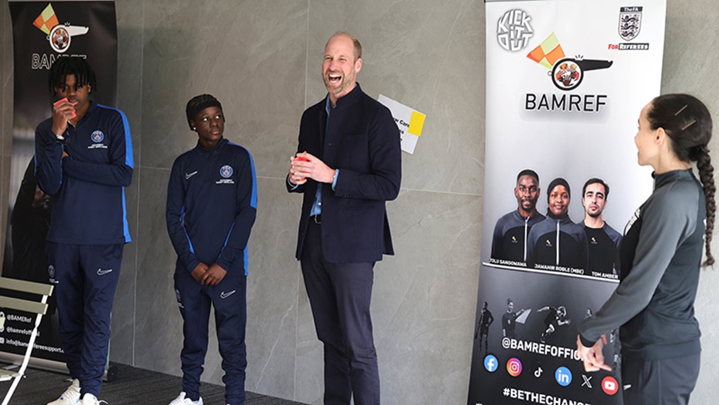 On the pitch, His Royal Highness joined participants at different stations teaching referee skills