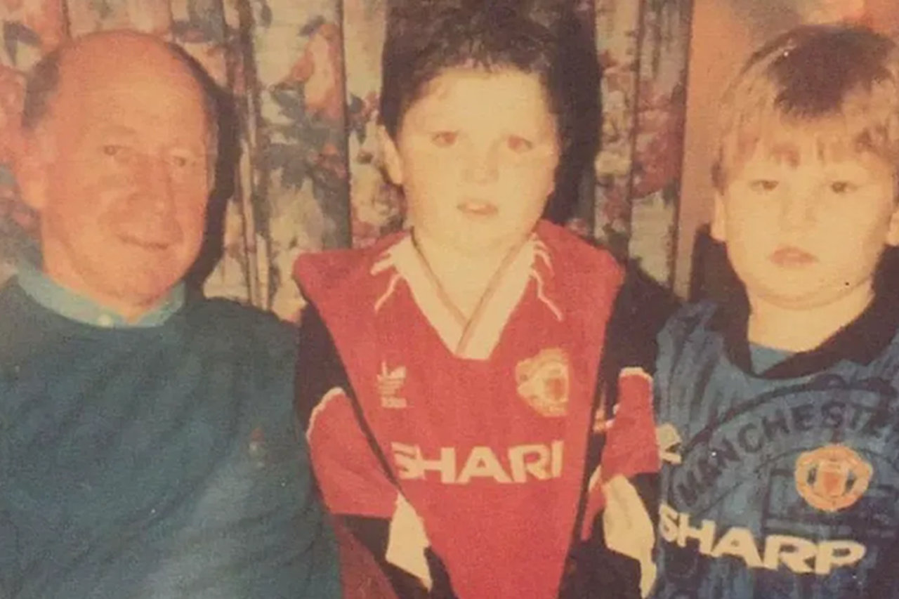 Bobby Charlton with Sam and his brother