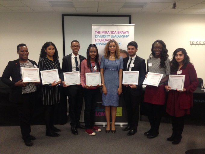 the 2016 winners of the Miranda Brawn scholarship standing in a line.