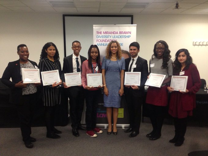 the 2016 winners of the Miranda Brawn scholarship standing in a line. 