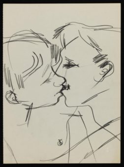Image of Keith Vaughan Drawing of Two Men Kissing 