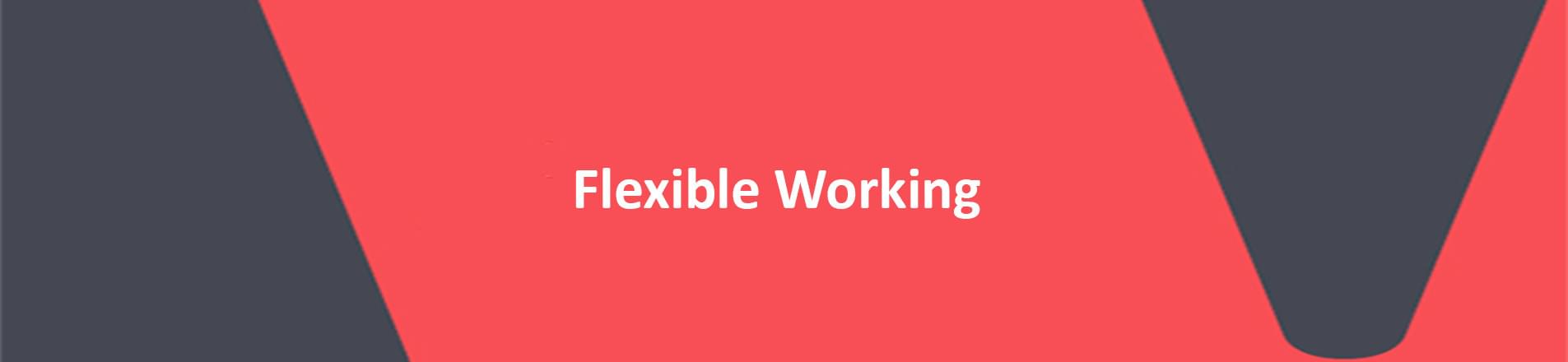 Image Flexible Working Banner Image VERCIDA banner. Red background with "Flexible Working" spelled in white letters.