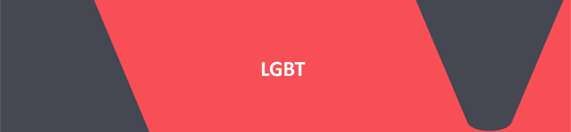 red banner with white text reading lgbt