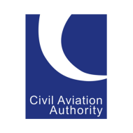 Civil Aviation Logo, blue background with white text and white arrow. Civil Aviation Logo, blue background with white text and white arrow.