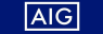 AIG logo AIG in white letters with white box surrounding, on blue background.