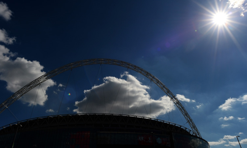 Wembley arches in sunshine and shadow