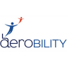 Aerobility - text, with 2 illustrated figures elevating from a wheelchair