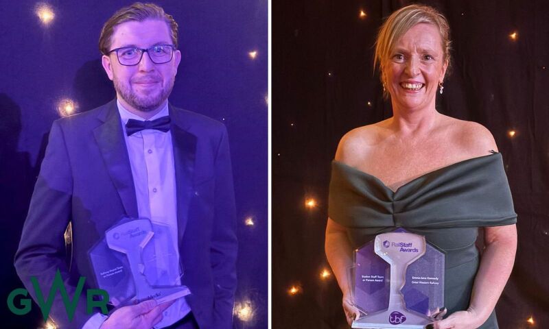 Jack and Emma holding their awards