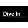 Colour Scheme: The logo uses a stark black-and-white palette. The white text against a solid black rectangular background provides maximum impact and clear visibility.  Typography:  Main Title: "Dive In" is written in a bold, clean sans-serif typeface. The capitalization of both words gives it the feel of a formal title or a call to action.  Tagline: Beneath the main title is the descriptive text: "The Festival for Diversity & Inclusion in Insurance." This is set in a smaller, lighter weight of the same sans-serif font, ensuring the primary name remains the focal point.  Layout: The text is left-aligned within the black block, creating a modern, structured look that feels organised and reliable.