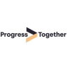Design Elements - Colour Palette: The design uses a sophisticated and professional palette:Dark Charcoal/Navy: Used for the main text and the top half of the central icon.Peach/Muted Orange: Used for the bottom half of the central icon, providing a warm contrast that feels modern and approachable.Typography: The words "Progress" and "Together" are set in a clean, bold sans-serif typeface. The letters have a slightly rounded finish, which balances professional authority with a sense of community.The Icon: Positioned between the two words is a geometric "greater-than" symbol ($>$) or an arrowhead pointing to the right.It is constructed from two thick, slanted bars that don't quite touch, creating a sense of movement.The dual-colour split in the icon creates a 3D-like fold effect, adding depth to the minimalist design.