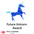 This is a description of the image "Untitled design (1).png":  Graphic and Typography Main Icon: At the top of the design is a stylized, geometric illustration of a rearing unicorn. It is composed of sharp, angular, origami-like shapes. The body is rendered in shades of dark and royal blue, while the horn, mane, and tail feature a lighter cyan or turquoise accent color.  Central Text: Positioned directly beneath the unicorn graphic is the text "Future Unicorn Award" written in a clean, black, sans-serif font. The text is split into two lines, with "Future Unicorn" on the top line and "Award" centered below it.  Composition and Watermark Background: The entire graphic is set against a plain, solid white background.  Logo/Watermark: In the bottom-left corner, there is a small company logo featuring three overlapping translucent red circles followed by the text "MULTIVERSE COMPUTING" in a black, modern font.