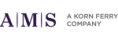 This logo features a clean, horizontal corporate layout split into two primary components:  Primary Monogram (Left): Displays the capital letters A, M, and S in a deep dark purple serif typeface. Each letter is divided by a slender, vertical line segment, giving it a structured, framed appearance.  Tagline Text (Right): Positions the text "A KORN FERRY COMPANY" aligned to the right of the monogram in a light grey, clean sans-serif typeface split across two lines.  The overall design combines classic typography with modern spacing on a stark white background.