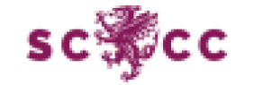 The image features a logo set against a clean white background, composed of both text and a heraldic symbol in a deep maroon or burgundy colour:  Central Emblem: A detailed silhouette of a dragon rearing up on its hind legs in a heraldic rampant position. The dragon features outstretched wings, sharp claws, a pointed, arrow-tipped tail, and spiky details along its back and head.  Typography: Bold, sans-serif uppercase letters are split evenly around the central dragon. The letters SC sit to the left, while CC sit to the right, forming the abbreviation SCCC (associated with Somerset County Cricket Club).  Colour Palette: A monochromatic design rendered entirely in maroon/burgundy on a plain white backdrop.