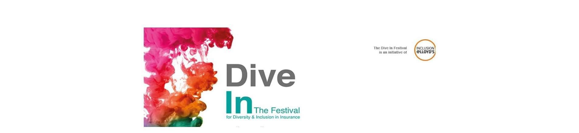 Dive In Festival Dive In Festival Logo with the text 'Dive In The Festival for Diversity and Inclusion in Insurance'