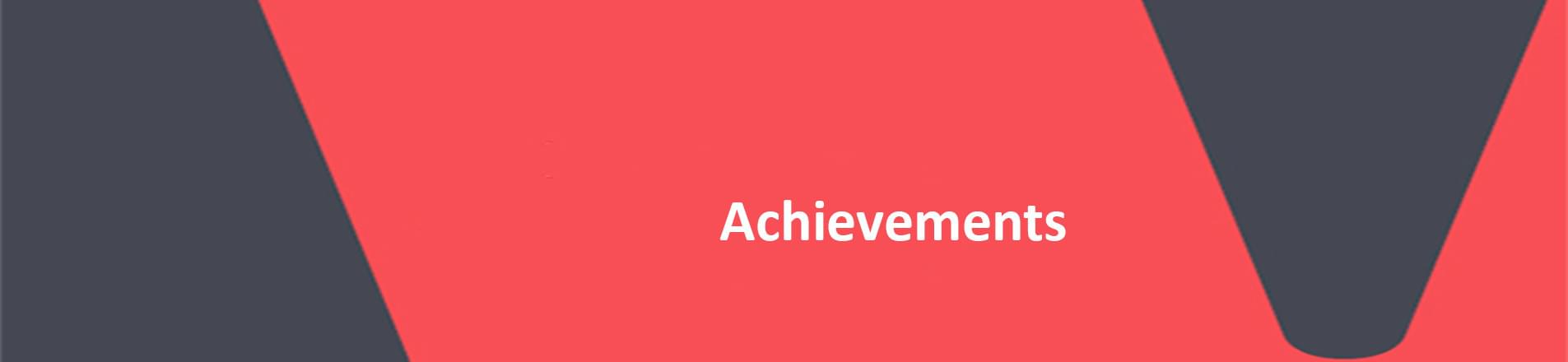 The word Achievements on red VERCIDA branded background. The word Achievements on red VERCIDA branded background.