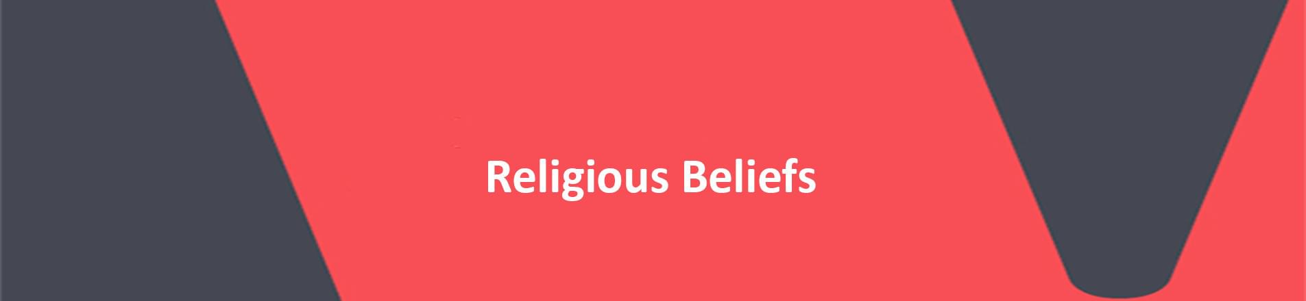 Image of the words religious beliefs on a red background Image of the words religious beliefs on a red background