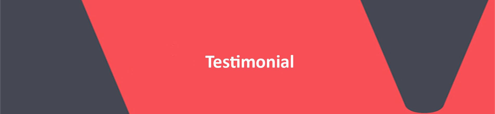 Image of the word testimonial in white font on a red background